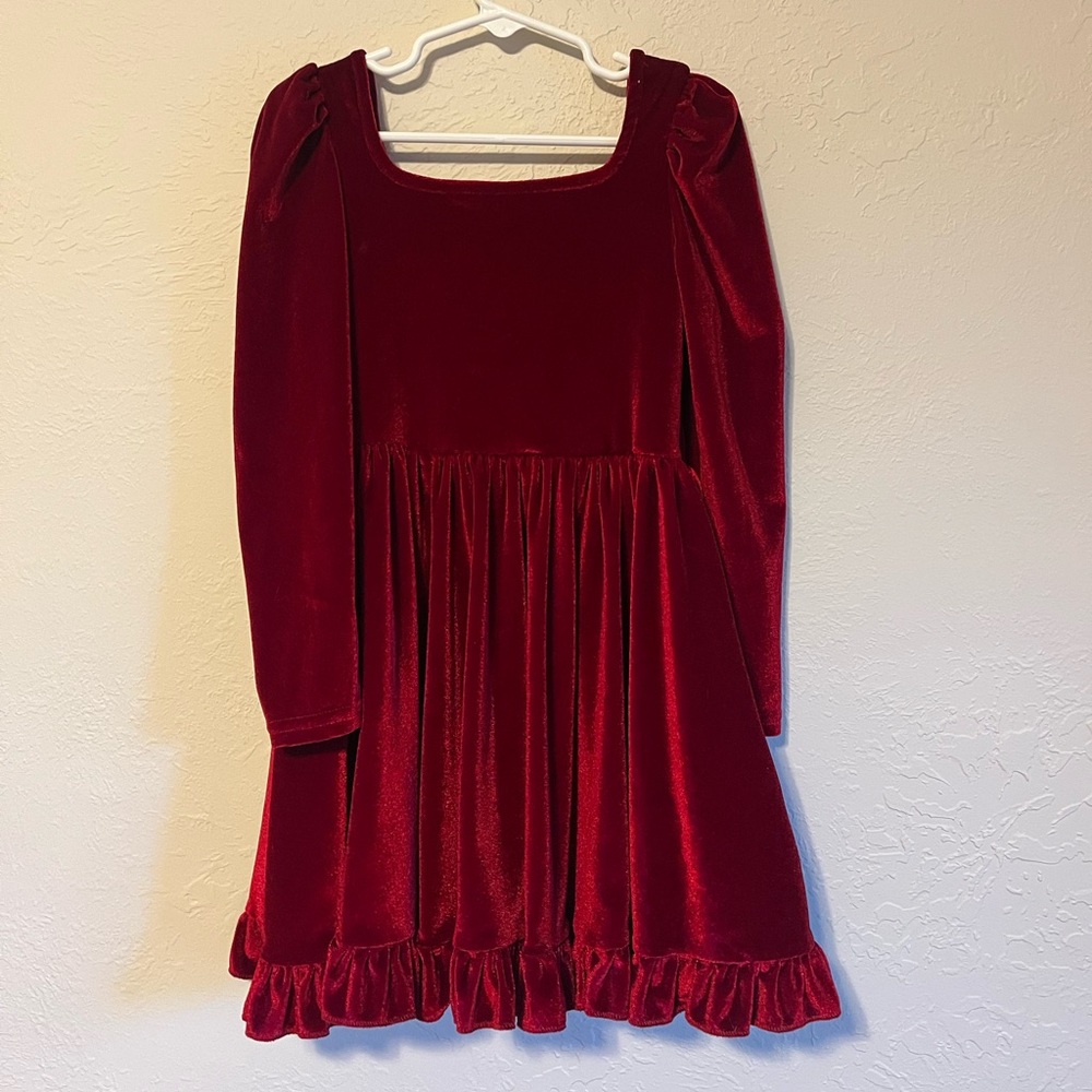 Girl’s Cranberry Velvet Twirl Dress - Size 6